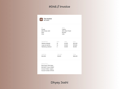 Day 046 - Invoice 046 branding challenges community dailyui design figma illustration invoice mobile ui ux website