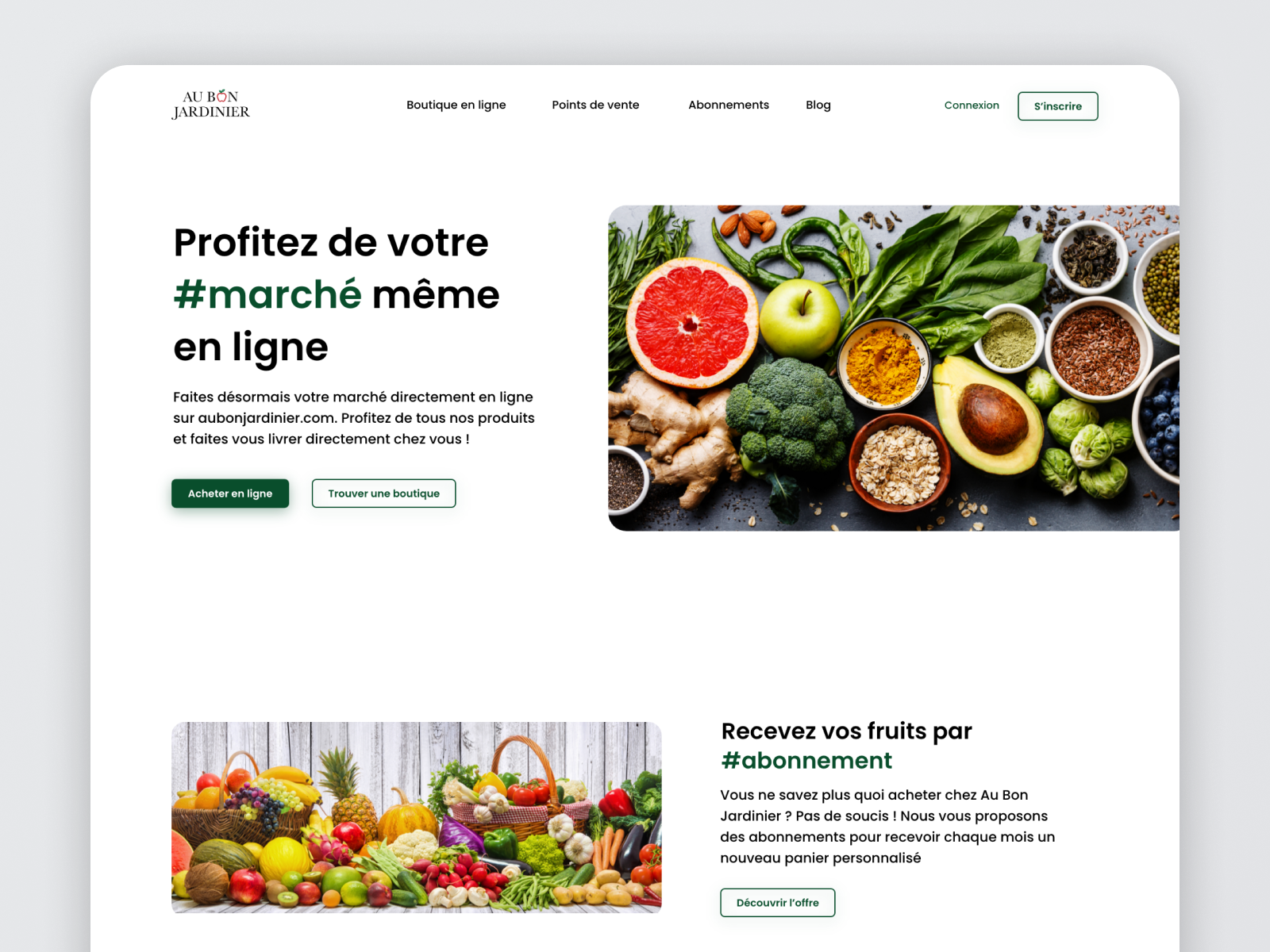 Example of Online market landing page