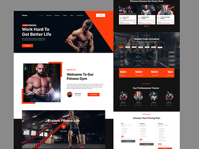 Fitness Website business website design designe fitness website landing page ui ux