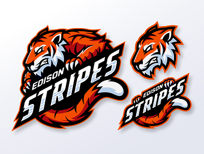 Tigers Logo Mascot Done For EDISON STRIPES! baseball basketball branding design esport esportlogo football gaming hockey illustration lion mascot mascot logo sport sport logo sports sports logo tiger tiger logo tigers