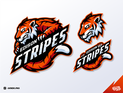 Tigers Logo Mascot Done For EDISON STRIPES! baseball basketball branding design esport esportlogo football gamer gaming hockey illustration lion logo mascot orange sport sport logo tiger tiger logo tigers