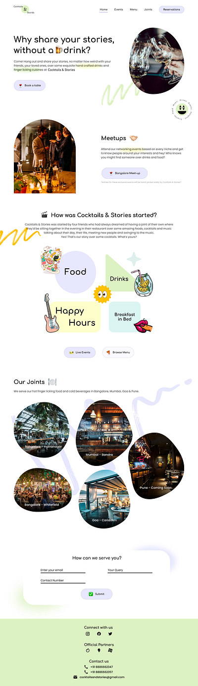 Cocktails & Stories - Conceptual Landing Page design landing page product design ui ui design