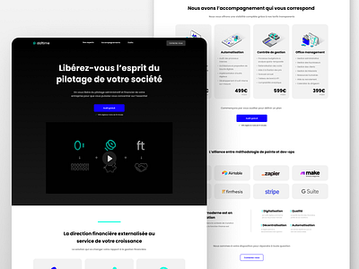 Fintech startup landing page blue clean design dark ui desktop landing landing page layout modern startup startup landing page ui ui design webdesign website