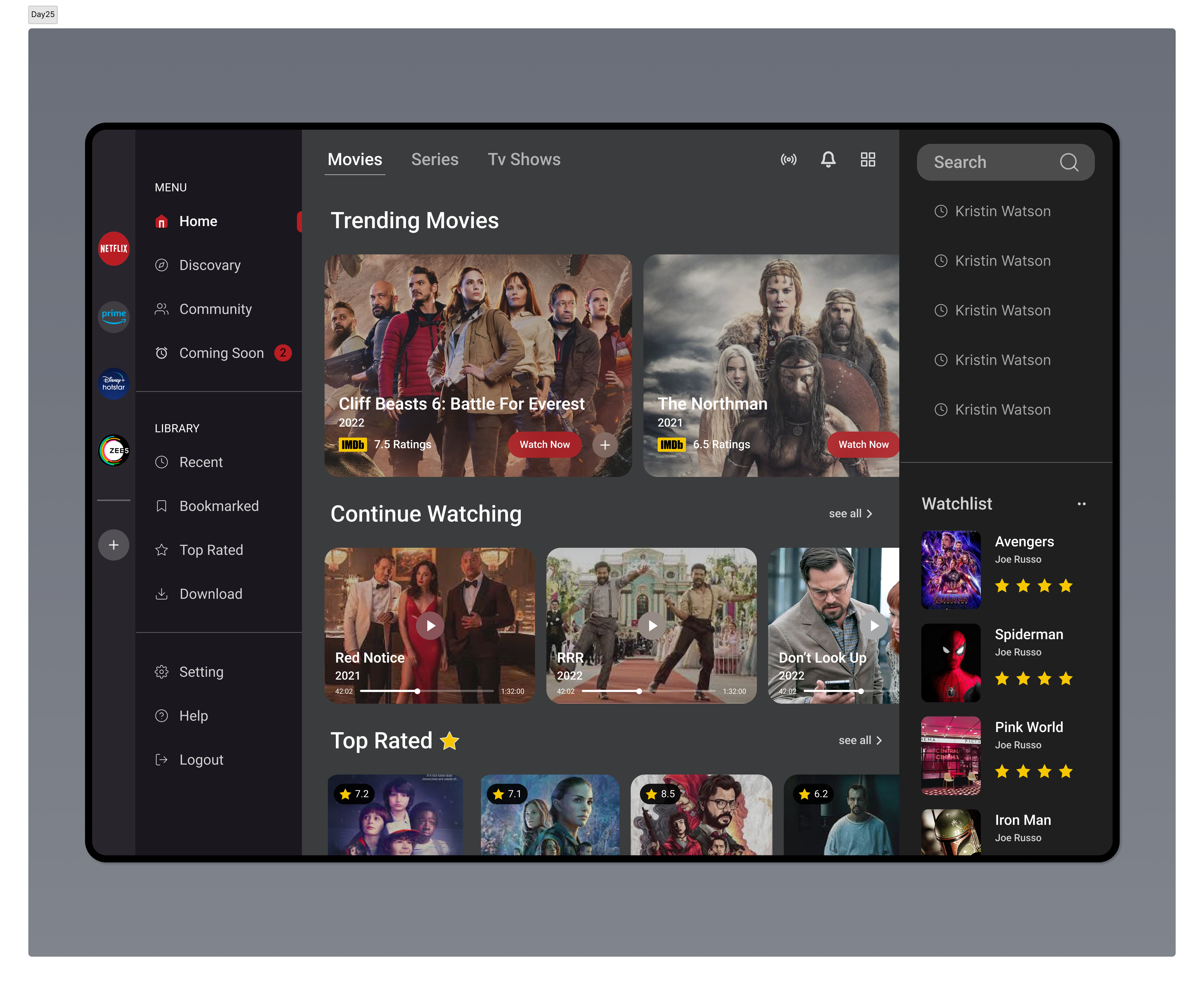 TV App design graphic design typography ui user interface visual design