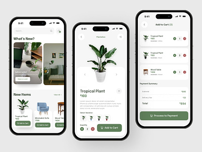 Meubel App Mobile Design figma furniture go green minimalist online shop plantation ui ux