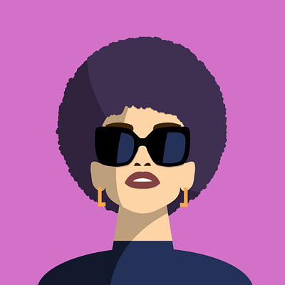 Flat illustration fashion girl with glasses with afro hairstyle afro fashion flat girl glasses graphic design illustration vector