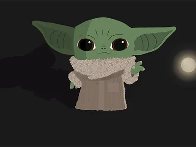 Flat illustration baby Yoda Grogu from star wars baby yoda character cute flat graphic design grogu illustration star wars vector