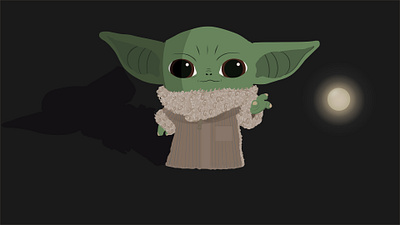 Flat illustration baby Yoda Grogu from star wars baby yoda character cute flat graphic design grogu illustration star wars vector