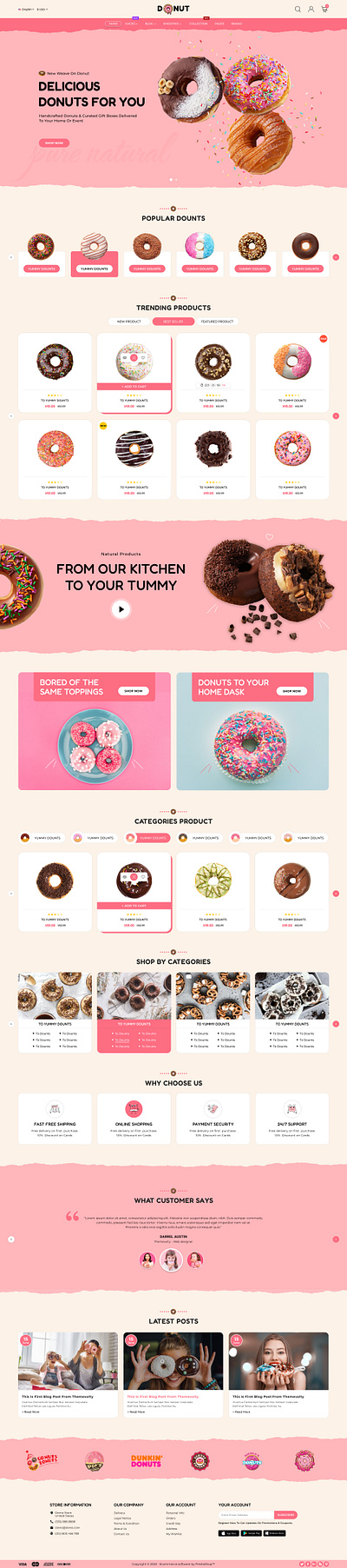 Donut Food website - theme design template - Themevolty addons prestashop branding design graphic design illustration partner premium prestashop 8 template theme themevolty typography ui ux