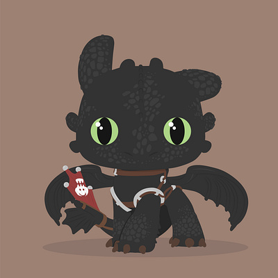 Flat illustration for cartoon"how to train a dragon" Toothless cartoon character graphic design illustration toothless vector