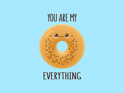 My Everything Bagel 🥯 bagel cartoons character cute cute food design food foodie funny graphic design illustration kawaii