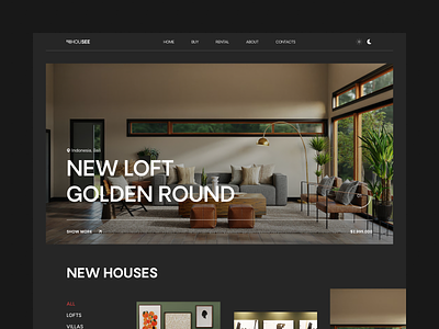 Website for searching for luxury real estate branding design estate modern rent slider ui website