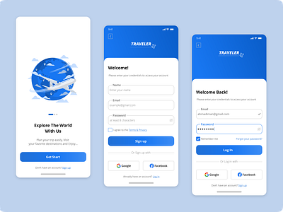 Sign up and Login pages_for travel application 🔥 app design illustration login mobile design sign up signup travel traveling ui ux