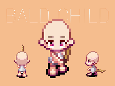 Bald Child animation game illustration pixel art pixelart