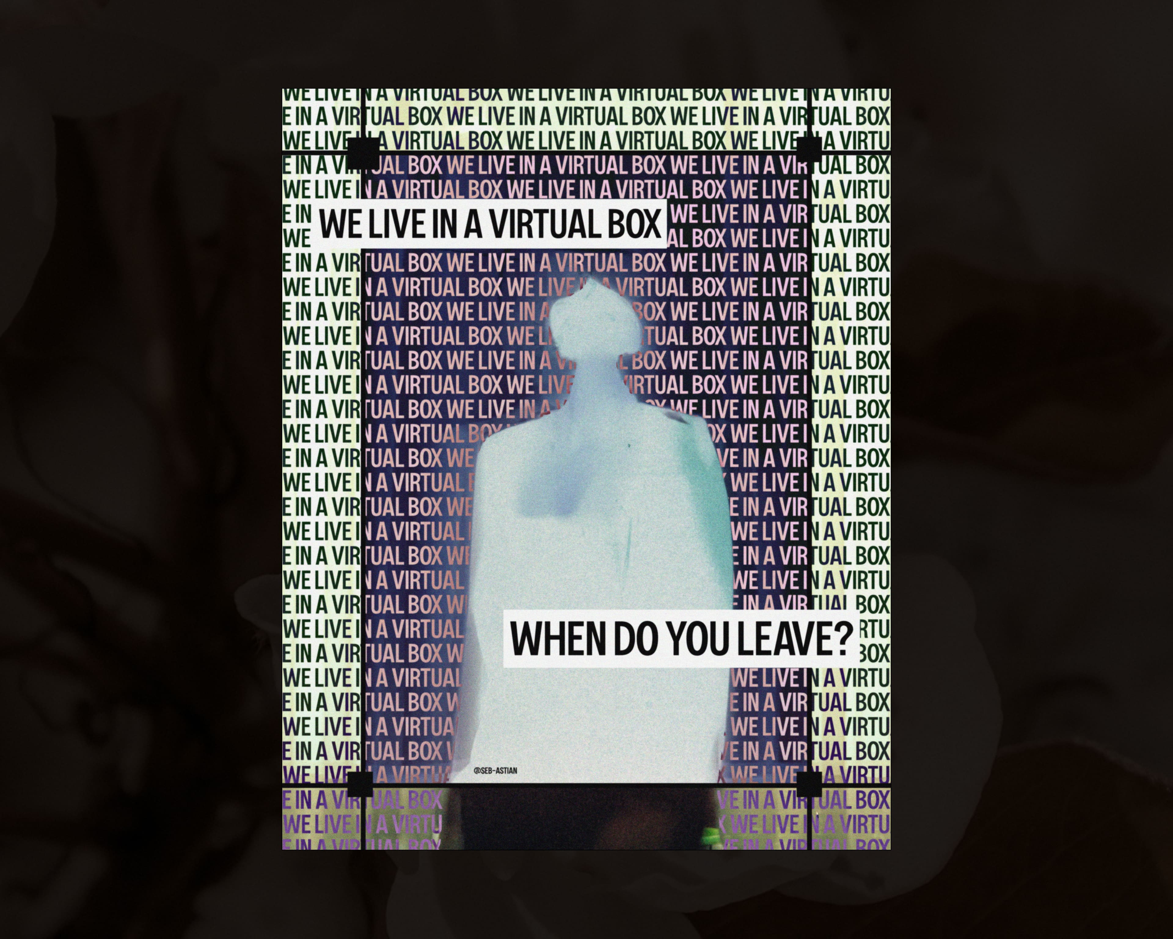 we live in a virtual box | digital design abstract design art design bold design branding brutalism design design challenge figma design freelance designer graphic design poster design punk rebellion social media addiction typedesign typography ui ui design web design