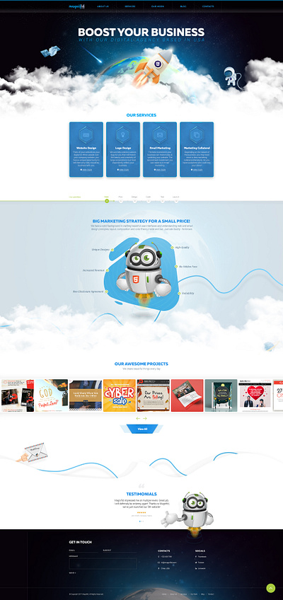 Portfolio Website Design agency character creative design illustratoin it robot services space ui unique ux