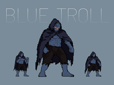 Blue Troll animation game illustration pixel art pixelart
