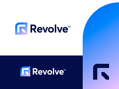 Revolve - Logo Concept v3 arrow bitcoin branding creative logo direction energy gradient lettermark logo mining movement r return revolve simplicity solar tech wind