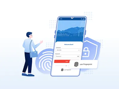 Fingerprint app biometric biometric authentication branding design employee fingerprint graphic design illustration login mobile mobile apps safety security sing in ui user interface ux vector worker
