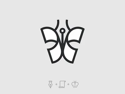 butterfly art autor branding butterfly logo logodesign logoforsale logomark logotype paper pen peronalsign unused writer