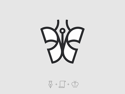 butterfly art autor branding butterfly logo logodesign logoforsale logomark logotype paper pen peronalsign unused writer