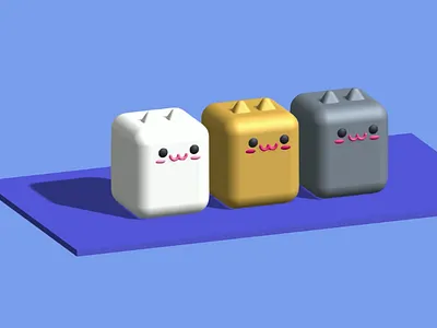 Cat Cube 3d animation cat design graphic design illustration kitten motion graphics ui vector