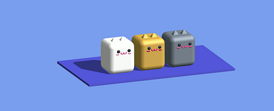 Cat Cube 3d animation cat design graphic design illustration kitten motion graphics ui vector