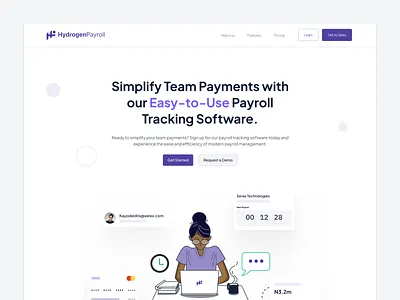 Payroll Landing Page design figma fintech fintech landing page landing page payroll landing page purple ui web