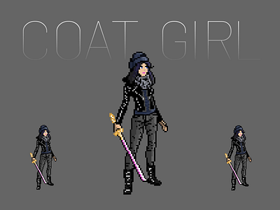 Girl in Coat animation game illustration pixel art pixelart