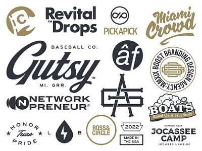 Logofolio 2022 Some Great Logos We Designed This Year! agency barber baseball camping design graphic design logo logo board logo designer logo mark minimal music networking typography wellness