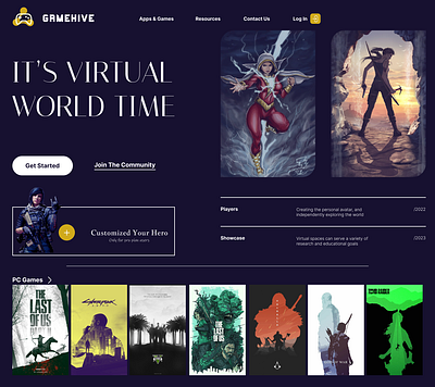 GameHive Landing Page Design 3d animation design figma games graphic design illustration landing page ui ux