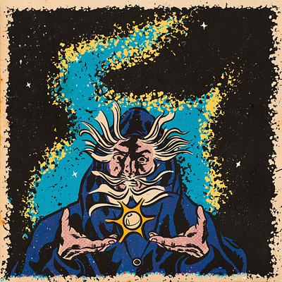 Wizard Power graphic design illustration vintage wizard