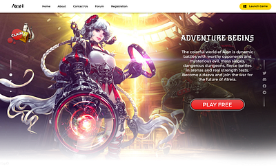 AION - Game Landing Page design game gamedesign graphic design landing typography ui ux website