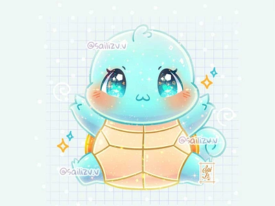 Squirtle Pokémon Kawaii!!✨🎨 by sailizv.v adorable adorable lovely artwork concept creative cute art design digitalart illustration logo