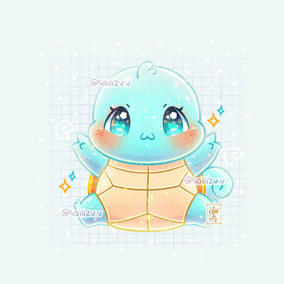 Squirtle Pokémon Kawaii!!✨🎨 by sailizv.v adorable adorable lovely artwork concept creative cute art design digitalart illustration logo