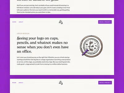 Ensage portfolio website beige branding conversational culinary graphic grit illustrations landing page ligatures organic paper portfolio retro serif typography ui web web design webpage website