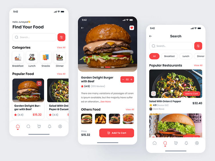 Restaurant Mobile App Design by Junayed Siddique on Dribbble