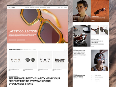 Eyewear E-commerce Shop Design about about page design design studio e commerce fashion graphic design hero page menu shop store typography ui website