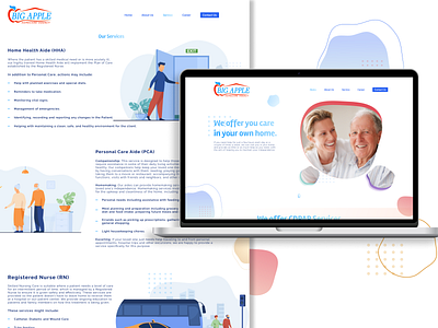 Providing services for the care of the elderly branding design home care main page service shots ui web