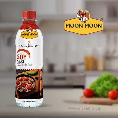 Moon Moon Soya Sauce Bottle Label Design packagingmachine