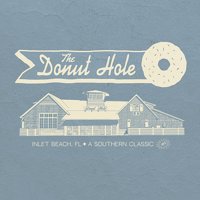 Vintage Post Card DesignDonut Hole FL beachy branding classic diner design donut graphic design illustration landscape postcard retro seaside fl vintage