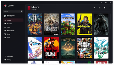 Games Launcher app concept design linux software steam ui uwp ux video games windows