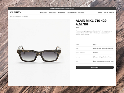 Eyewear E-commerce Shop Design clear desigh e commerce ecommerce eyeglasses fashion minimalist prodict card product information shop shopping card store ui ui design uxui