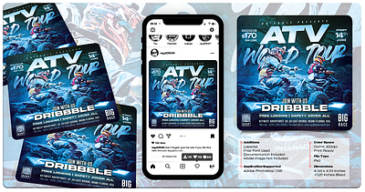 ATV World Tour Sport Flyer advertise atv atv flyer cmyk design event event flyer extreme sport graphic design off road off road flyer print templates race rally sport flyer square dimension template touring world tour x games