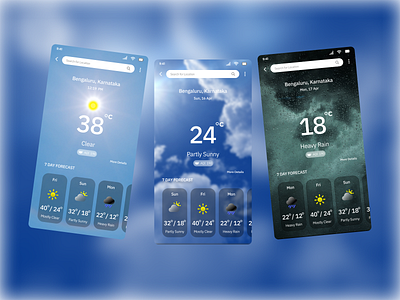 Weather app with animation 3d animation branding build dailyui design designdrug figma graphic design illustration logo motion graphics particle ui ux watchmegrow weather app