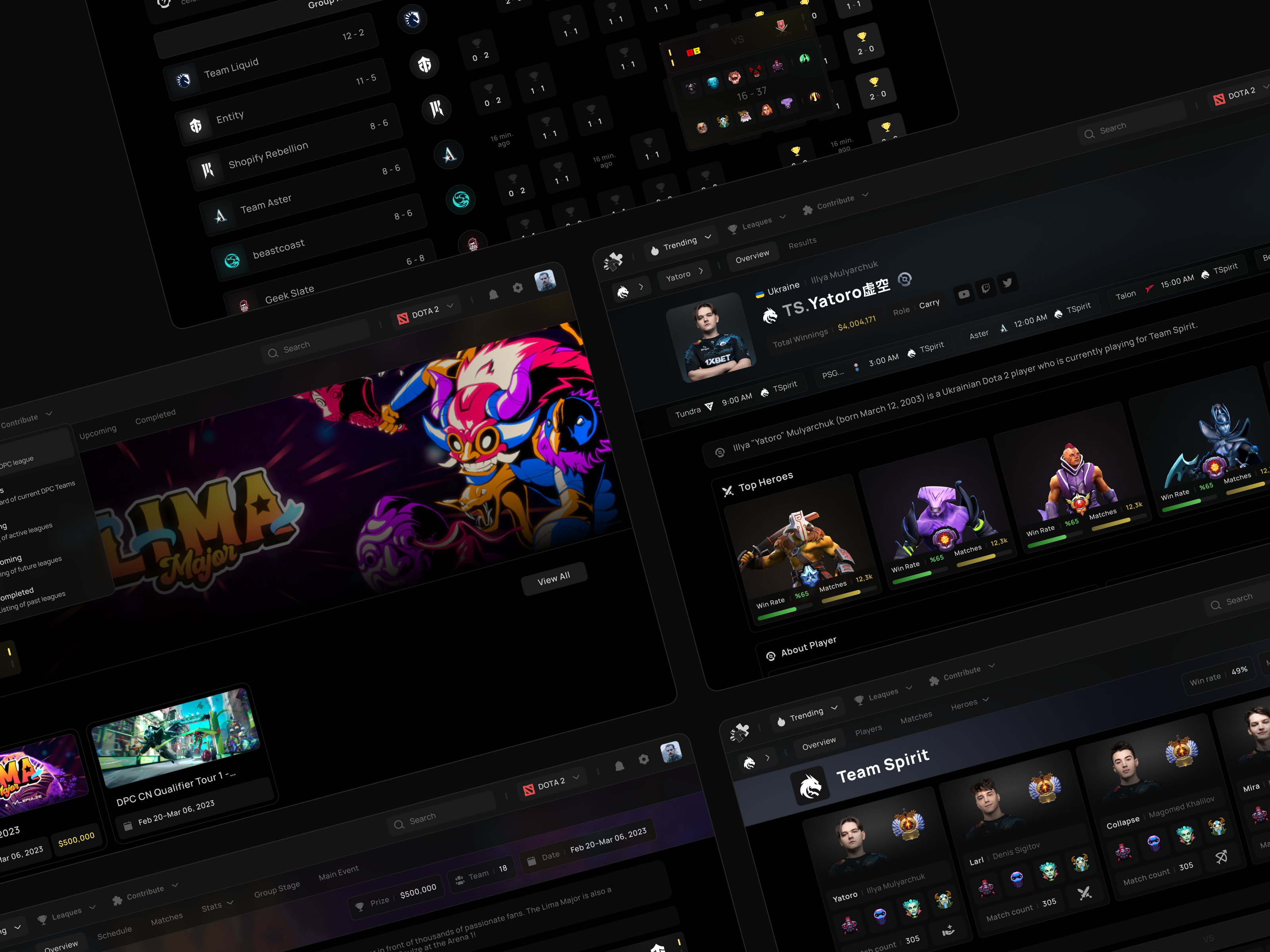 Liquidpedia - Redesign dota 2 esports gaming ui