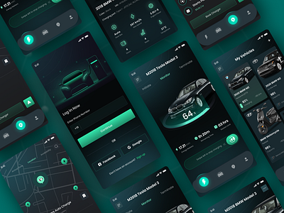 Electric Vehicle Charger App ∣ Dark app design branding car charging app cleanui design dgpro dgprostudio digital electric vehicle evapp evcharger illustration jahidjaykar logo mobile ui trendyui ui ui2023 uidesign uidesigntrend