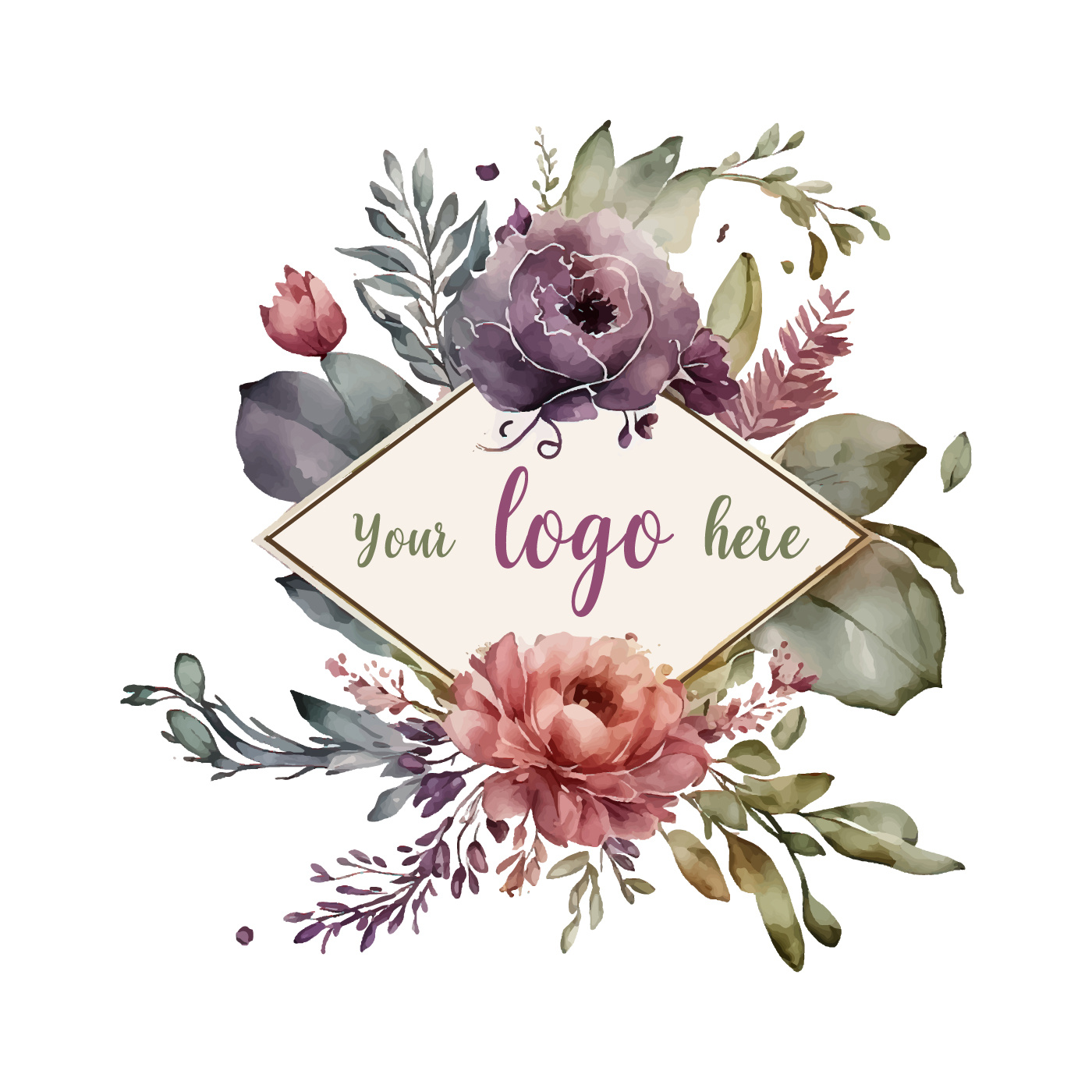 Watercolor Floral Logo Design, Pastel Floral Logo, Modern logo by Md ...