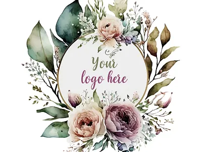 Watercolor Floral Logo Design, Pastel Floral Logo, Modern logo floral modran logo vintage