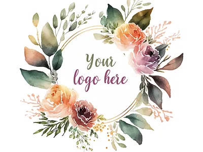 Watercolor Floral Logo Design, Pastel Floral Logo, Modern logo floral modran logo vintage